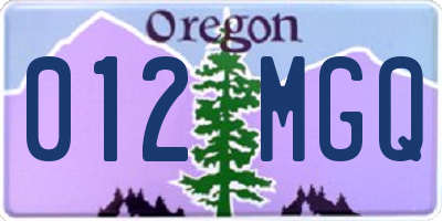 OR license plate 012MGQ
