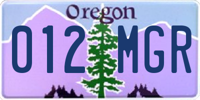 OR license plate 012MGR