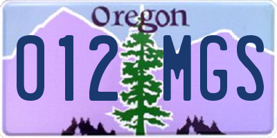 OR license plate 012MGS