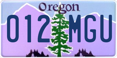 OR license plate 012MGU