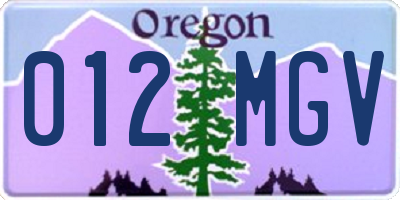 OR license plate 012MGV