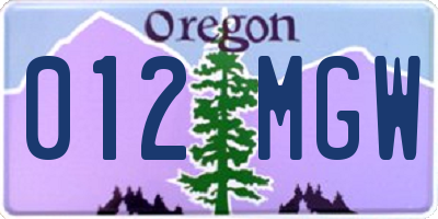 OR license plate 012MGW