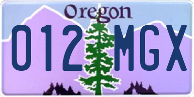 OR license plate 012MGX