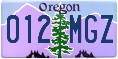 OR license plate 012MGZ