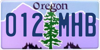 OR license plate 012MHB