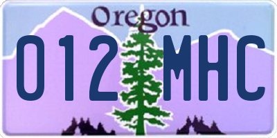 OR license plate 012MHC