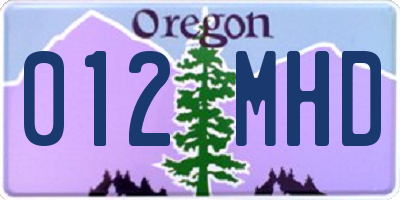 OR license plate 012MHD