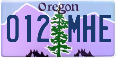 OR license plate 012MHE