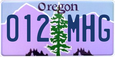 OR license plate 012MHG