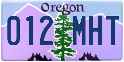OR license plate 012MHT