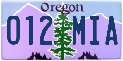 OR license plate 012MIA