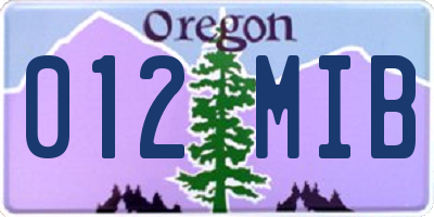 OR license plate 012MIB