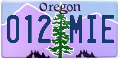 OR license plate 012MIE