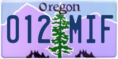 OR license plate 012MIF