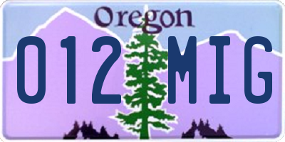 OR license plate 012MIG