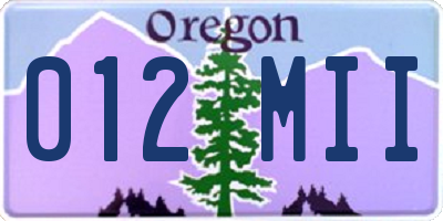 OR license plate 012MII