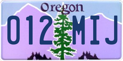 OR license plate 012MIJ