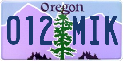 OR license plate 012MIK