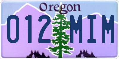 OR license plate 012MIM