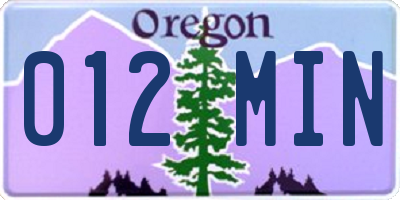 OR license plate 012MIN