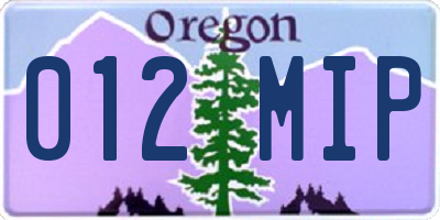 OR license plate 012MIP