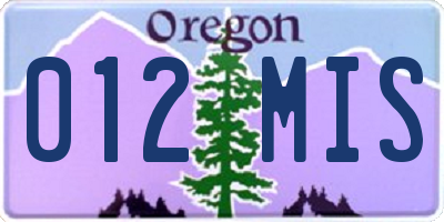 OR license plate 012MIS