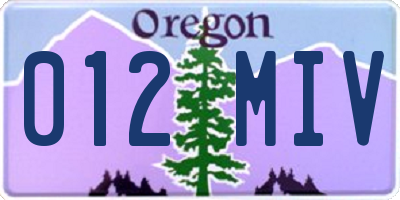 OR license plate 012MIV