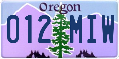 OR license plate 012MIW