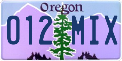 OR license plate 012MIX