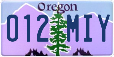 OR license plate 012MIY