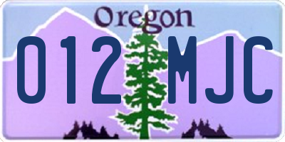 OR license plate 012MJC