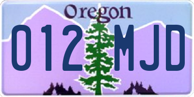 OR license plate 012MJD