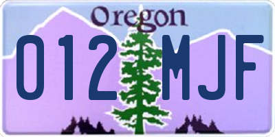 OR license plate 012MJF