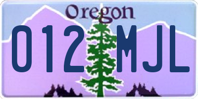 OR license plate 012MJL