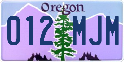 OR license plate 012MJM