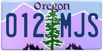 OR license plate 012MJS