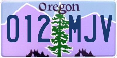 OR license plate 012MJV