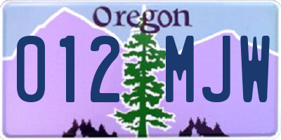 OR license plate 012MJW