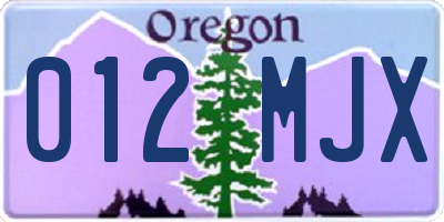 OR license plate 012MJX