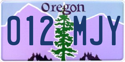 OR license plate 012MJY