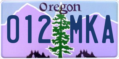 OR license plate 012MKA