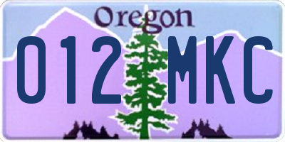 OR license plate 012MKC
