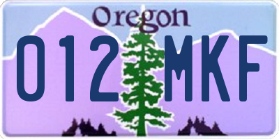 OR license plate 012MKF