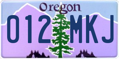 OR license plate 012MKJ