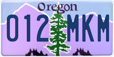 OR license plate 012MKM