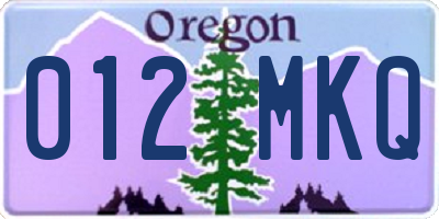 OR license plate 012MKQ