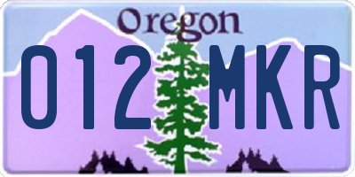 OR license plate 012MKR