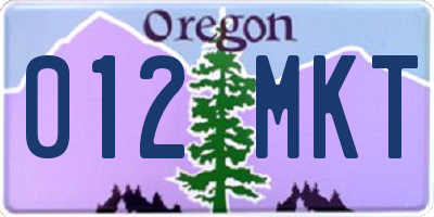 OR license plate 012MKT