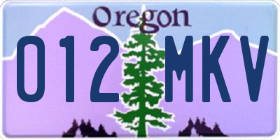 OR license plate 012MKV