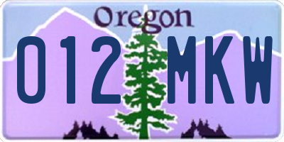 OR license plate 012MKW